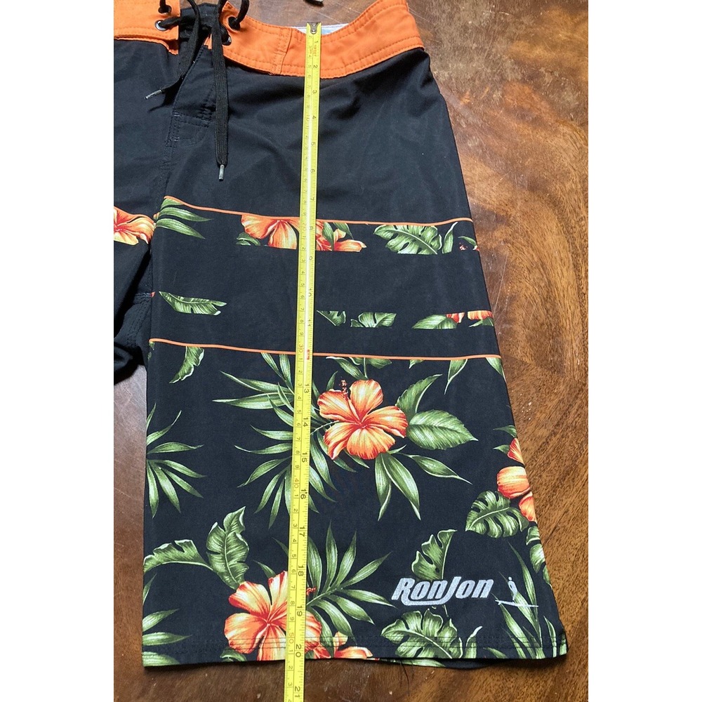 Ron Jon Surf Board Shorts Floral Pattern Size 28 Side Zip Pocket Preowned - Picture 6 of 11